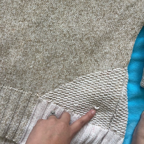 525 America Asymmetrical Neutral Colorblock Cotton Sweater Size Large - Picture 5 of 8